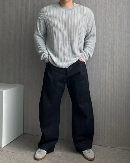 Sheer Ribbed Knit Pullover