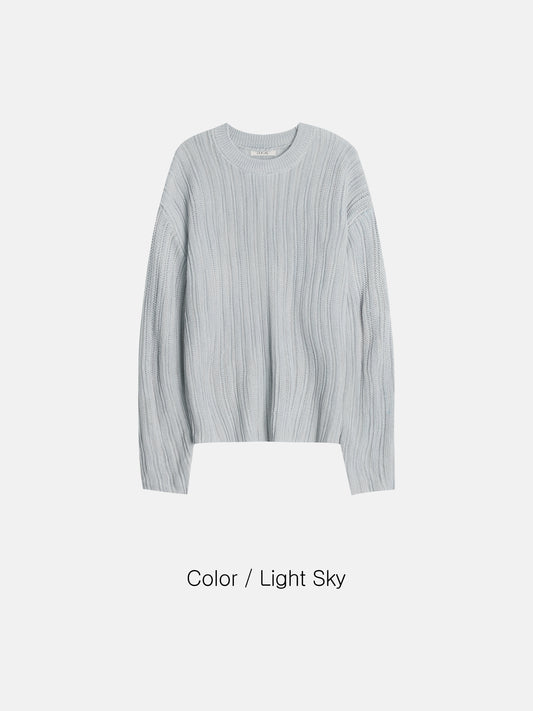 Sheer Ribbed Knit Pullover