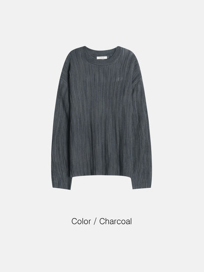 Sheer Ribbed Knit Pullover