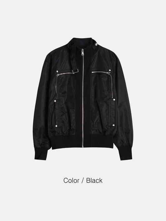 Two-Way Zip Nylon Blouson