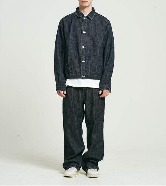 Washed Denim Zip-Up Set