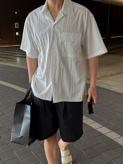 半袖テクスチャーシャツ