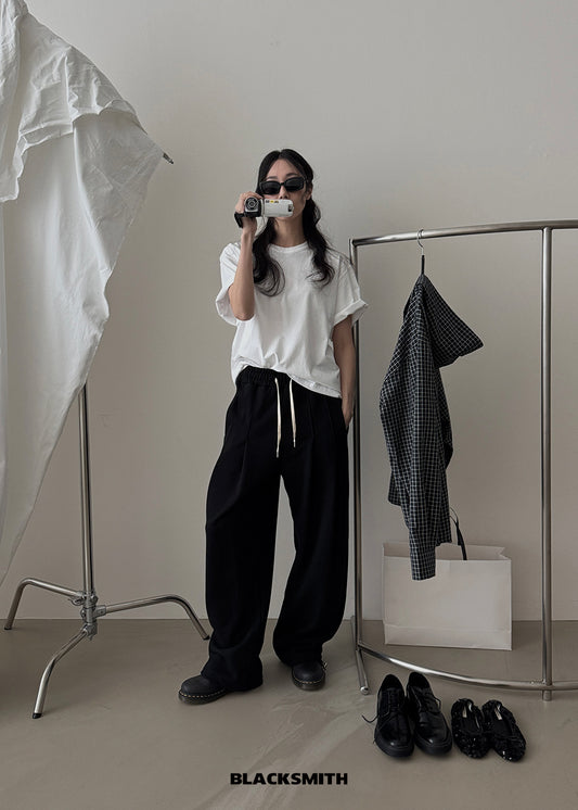 Center Pleats Jersey Pants