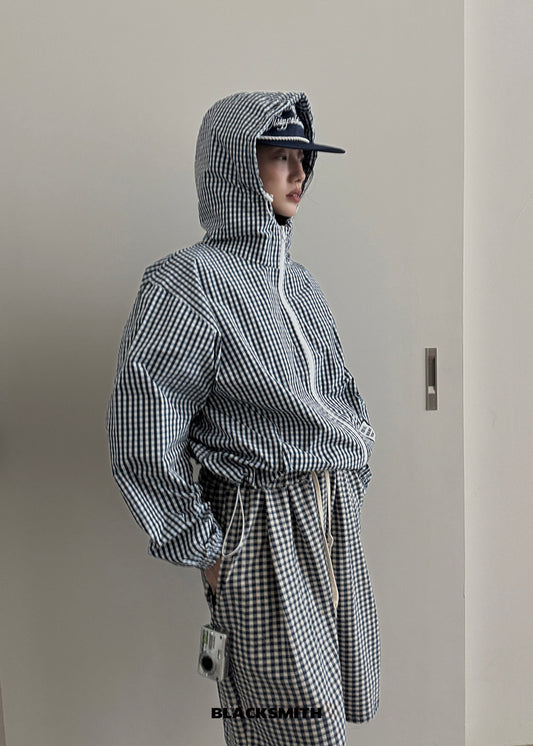 Gingham Windbreaker Jacket
