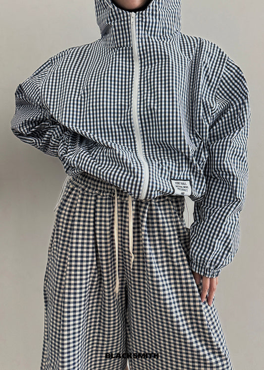 Gingham Windbreaker Jacket