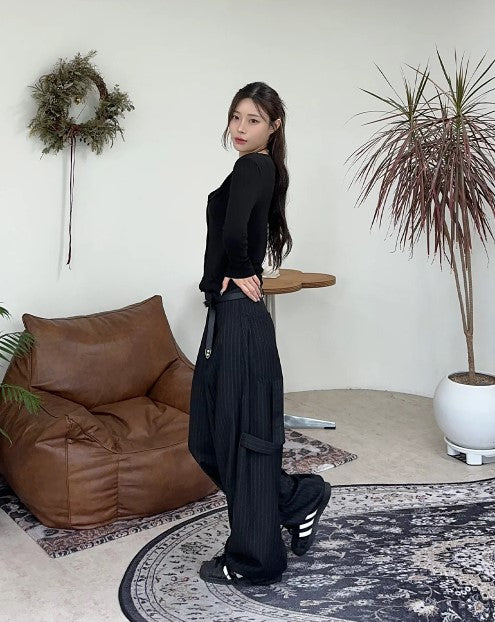 Wide Striped Trousers