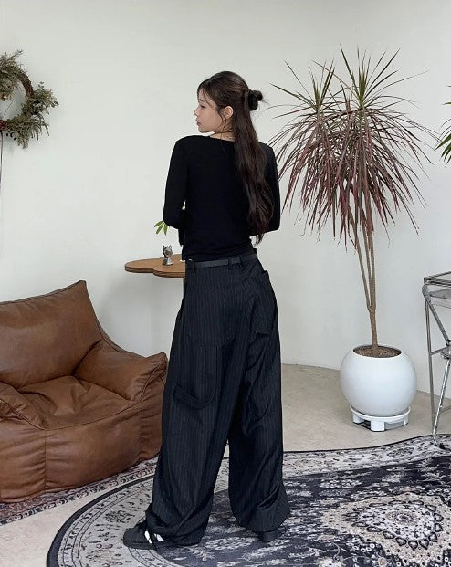 Wide Striped Trousers