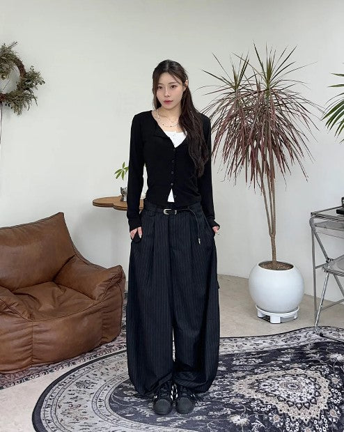 Wide Striped Trousers