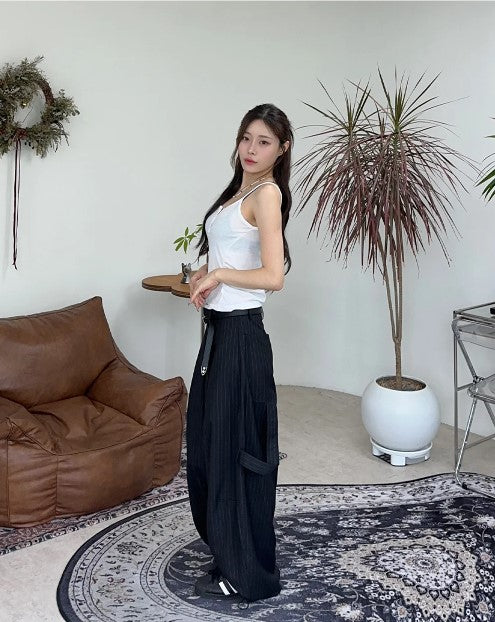 Wide Striped Trousers