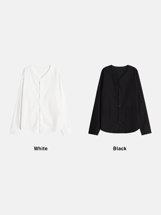Ripple Texture V-Neck Shirt