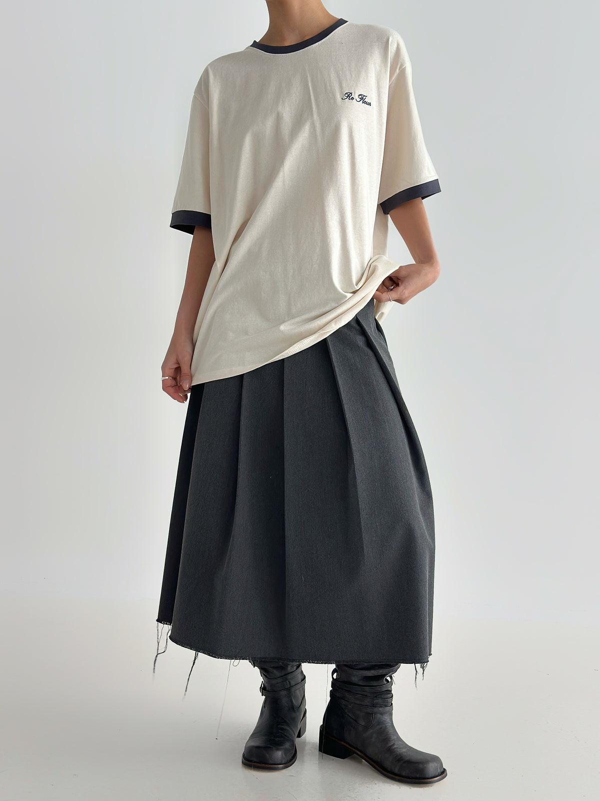 Contrast Trim Cotton T-Shirt