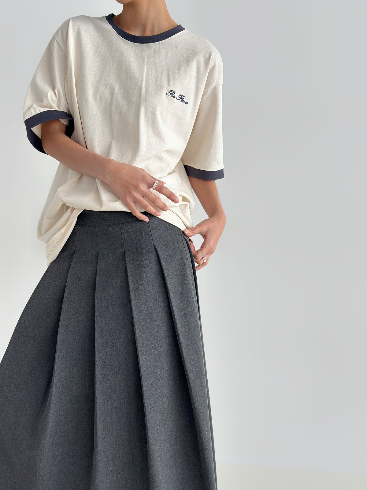 Contrast Trim Cotton T-Shirt