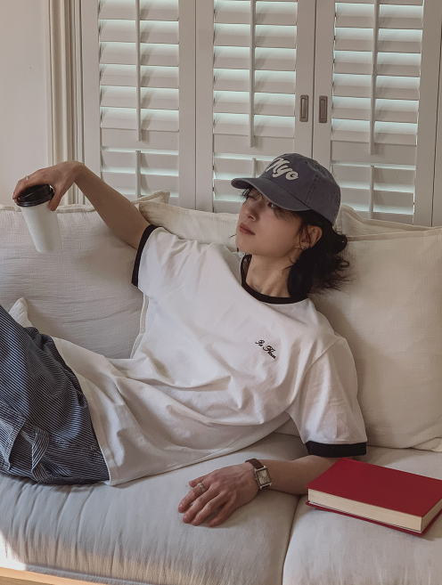 Contrast Trim Cotton T-Shirt