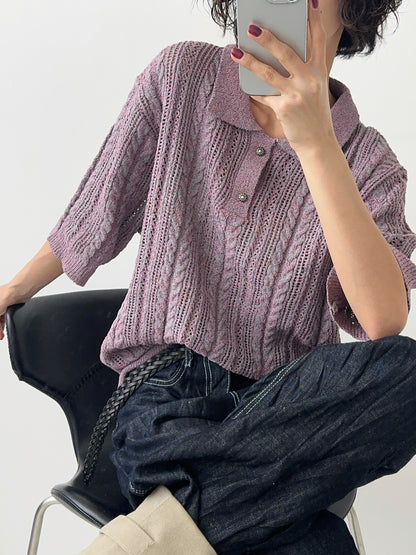 Crochet Texture Polo Shirt