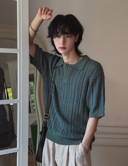 Crochet Texture Polo Shirt
