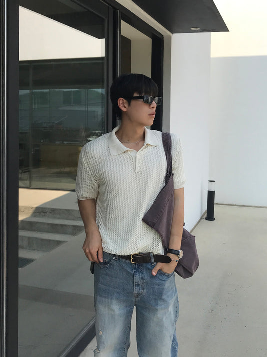 Airy Mesh Polo Knit