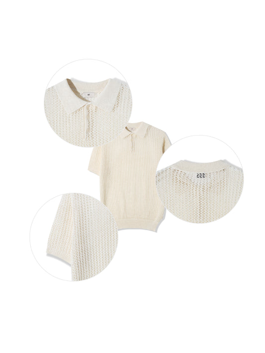 Airy Mesh Polo Knit