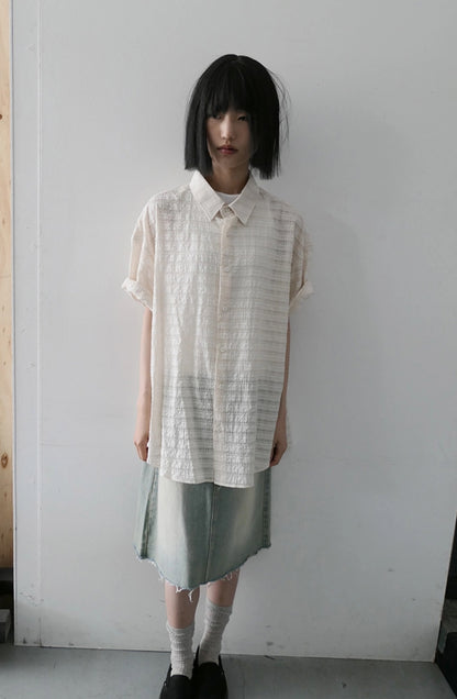 Seersucker Over Half-Sleeve Shirt