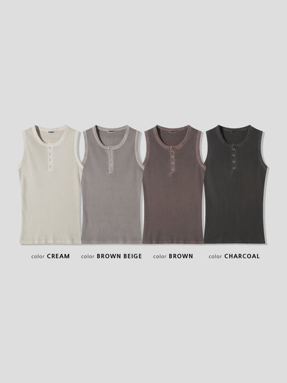 Vintage Henley Rib Tank Top