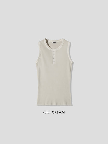 Vintage Henley Rib Tank Top