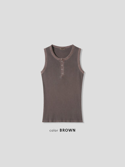 Vintage Henley Rib Tank Top