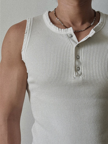 Vintage Henley Rib Tank Top