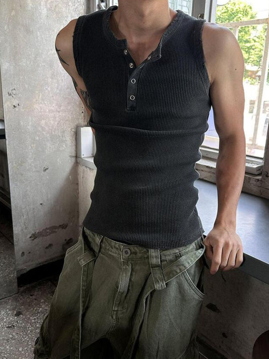 Vintage Henley Rib Tank Top