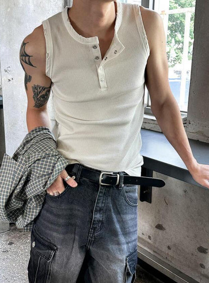 Vintage Henley Rib Tank Top
