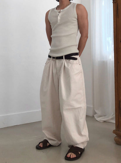 Vintage Henley Rib Tank Top