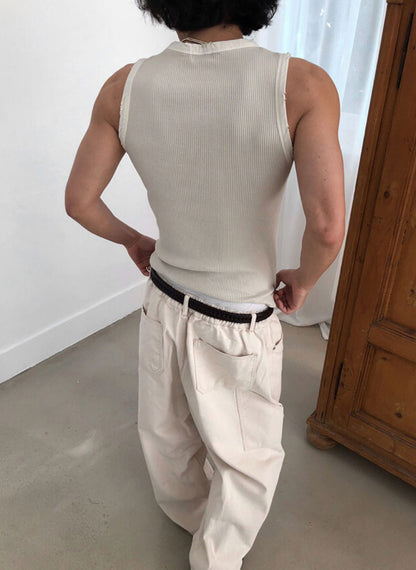 Vintage Henley Rib Tank Top