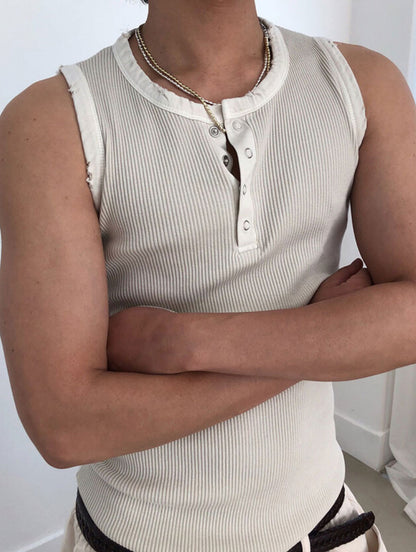 Vintage Henley Rib Tank Top