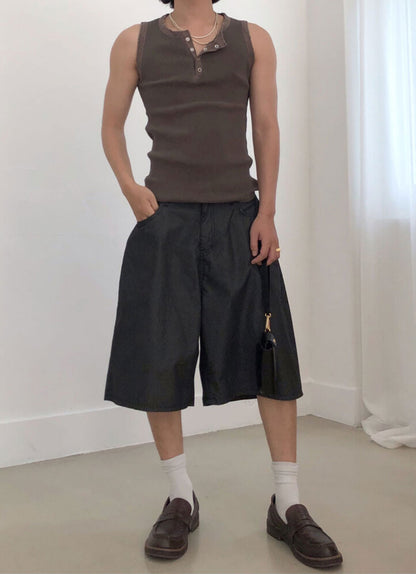 Vintage Henley Rib Tank Top