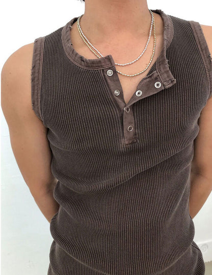 Vintage Henley Rib Tank Top