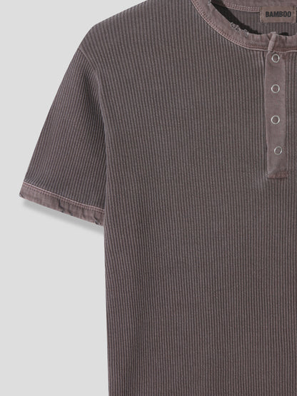 Peak Ribbed Henley Short Sleeve Tee