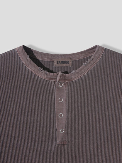 Peak Ribbed Henley Short Sleeve Tee