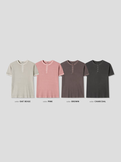 Peak Ribbed Henley Short Sleeve Tee