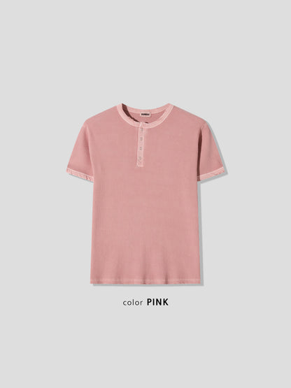 Peak Ribbed Henley Short Sleeve Tee