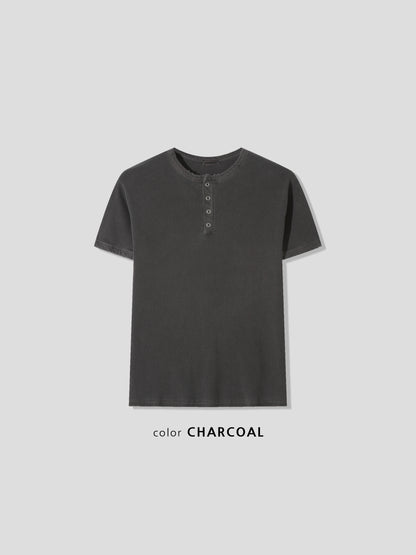 Peak Ribbed Henley Short Sleeve Tee