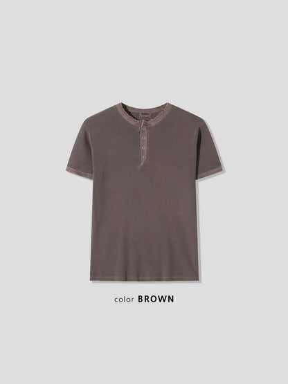 Peak Ribbed Henley Short Sleeve Tee