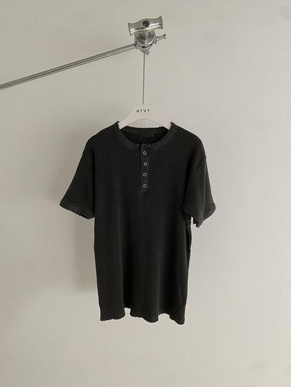 Peak Ribbed Henley Short Sleeve Tee