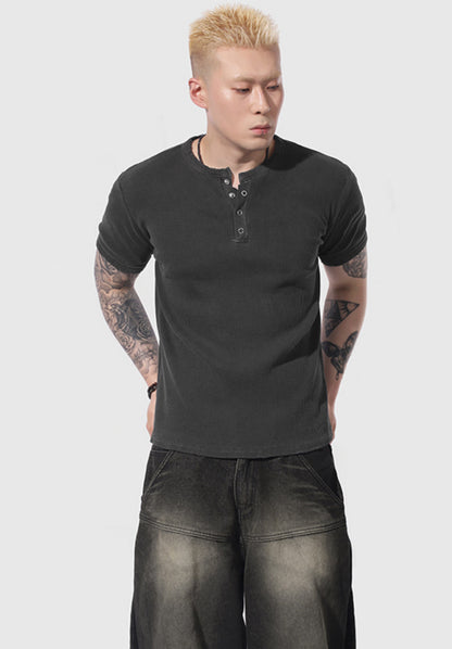 Peak Ribbed Henley Short Sleeve Tee