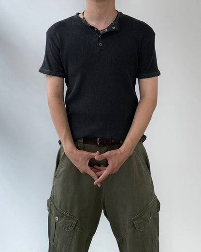 Peak Ribbed Henley Short Sleeve Tee