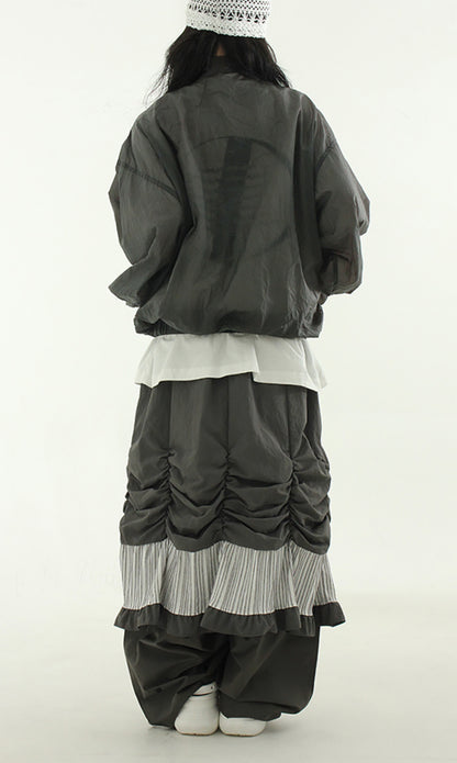 Crinkle Nylon Zip-up Blouson