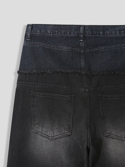 Two-Layered Wide Denim Pants
