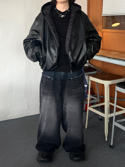 Two-Layered Wide Denim Pants