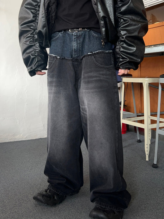 Two-Layered Wide Denim Pants