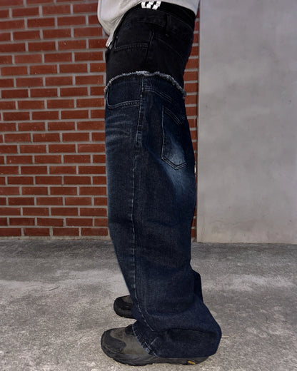 Two-Layered Wide Denim Pants