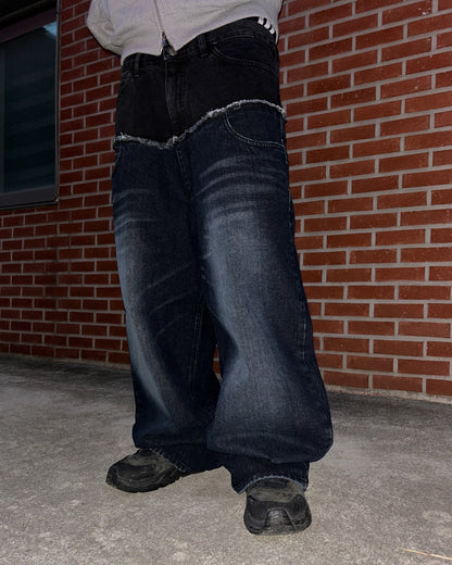 Two-Layered Wide Denim Pants