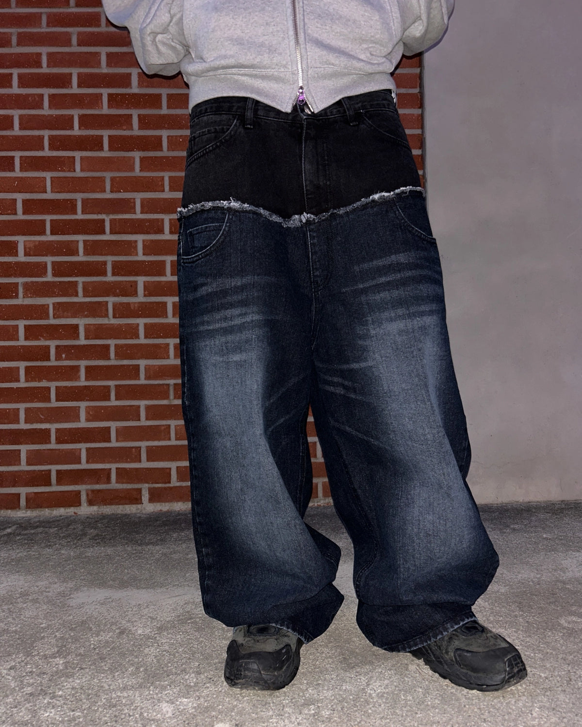 Two-Layered Wide Denim Pants