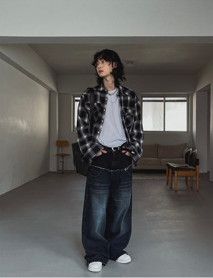 Two-Layered Wide Denim Pants